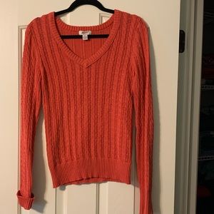 burnt orange knitted design sweater